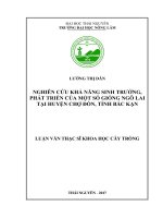 Nghiên cứu khả năng sinh trưởng, phát triển của một số giống ngô lai tại huyện Chợ Đồn, tỉnh Bắc Kạn (Luận văn thạc sĩ)