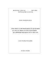 Công nhận và cho thi hành bản án, quyết định của tòa án, trọng tài nước ngoài trong quá trình hội nhập quốc tế của việt nam  