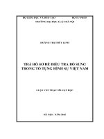 Trả hồ sơ để điều tra bổ sung trong tố tụng hình sự việt nam  