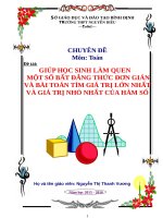 CHUYÊN ĐỀ: GIÚP HỌC SINH LÀM QUEN MỘT SỐ BẤT ĐẲNG THỨC ĐƠN GIẢN VÀ BÀI TOÁN TÌM GIÁ TRỊ LỚN NHẤT VÀ GIÁ TRỊ NHỎ NHẤT CỦA HÀM SỐ