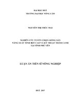 Nghiên cứu tuyển chọn giống sắn năng suất tinh bột cao và kỹ thuật thâm canh tại tỉnh Phú Yên (Luận án tiến sĩ)