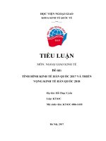 Tình hình kinh tế hàn quốc 2017 và triển vọng kinh tế hàn quốc 2018 