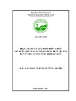 Thực trạng và giải pháp phát triển sản xuất chè của các hộ gia đình trên địa bàn huyện Phú Lương tỉnh Thái Nguyên (Luận văn thạc sĩ)