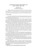 VẬN DỤNG kỹ THUẬT THANH NHẠC vào hát CA KHÚC VIỆT NAM (tt) 