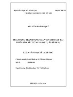 Hoạt động tranh tụng của viện kiểm sát tại phiên tòa xét xử sơ thẩm vụ án hình sự  