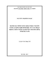 Đánh giá tiềm năng khai thác nguồn năng lượng khí sinh học từ các hoạt động chăn nuôi tại huyện Thanh Liêm, tỉnh Hà Nam