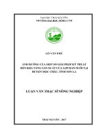 Ảnh hưởng của một số giải pháp kỹ thuật đến khả năng sản xuất của lợn bản nuôi tại huyện Mộc Châu, tỉnh Sơn La (Luận văn thạc sĩ)