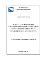 Nghiên cứu sự hài lòng của khách hàng đối với dịch vụ viễn thông di động mobifone tại đà nẵng của công ty dịch vụ mobifone khu vực 3
