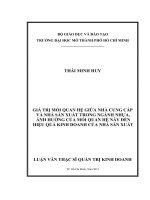 Giá trị mối quan hệ giữa nhà cung cấp và nhà sản xuất trong ngành nhựa, ảnh hưởng của mối quan hệ này đến hiệu quả kinh doanh của nhà sản xuất (Luận văn thạc sĩ)