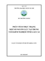 Phân tích thực trạng một số nguồn lực tại trung tâm kiểm nghiệm tỉnh lào cai 