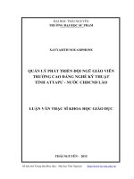 Quản lý phát triển đội ngũ giáo viên trường cao đẳng nghề kỹ thuật tỉnh ATTAPHƯ nước CHDCND Lào (Luận văn thạc sĩ)