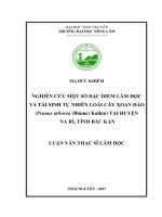 Nghiên cứu một số đặc điểm lâm học và tái sinh tự nhiên loài cây Xoan đào (Prunus arborea (Blume) Kalkm) tại huyện Na Rì, tỉnh Bắc Kạn (Luận văn thạc sĩ)