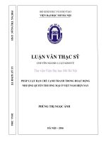 Pháp luật hạn chế cạnh tranh trong hoạt động nhượng quyền thương mại ở việt nam hiện nay 