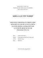 KHẢO SÁT SỰ ẢNH HƯỞNG CỦA TRỌNG LƯỢNG TRỨNG ĐẾN CÁC CHỈ TIÊU ẤP NỞ CỦA TRỨNG GÀ LƯƠNG PHƯỢNG TẠI TRẠI CHĂN NUÔI GÀ XÃ PHƯỚC HỘI HUYỆN ĐẤT ĐỎ TỈNH BÀ RỊA VŨNG TÀU