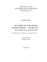 THỬ NGHIỆM VIỆC TIÊM CHẾ PHẨM VITAMIN B.COMPLEX – C CHO HEO CON SAU CAI SỮA TỪ 26 – 60 NGÀY TUỔI Khóa luận được đệ trình để đáp ứng yêu cầu cấp bằng Bác sỹ Thú y.