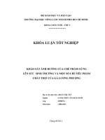 KHẢO SÁT ẢNH HƯỞNG CỦA CHẾ PHẨM GỪNG LÊN SỨC SINH TRƯỞNG VÀ MỘT SỐ CHỈ TIÊU PHẨM CHẤT THỊT CỦA GÀ LƯƠNG PHƯỢNG