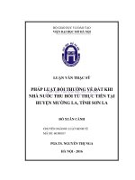 Pháp luật bồi thường về đất khi nhà nước thu hồi đất từ thực tiễn thực hiện tại huyện mường la, tỉnh sơn la 