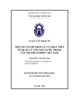 Một số vấn đề pháp lý và thực tiễn về quản lý vốn nhà nước trong các doanh nghiệp việt nam 