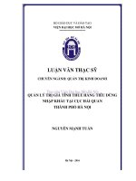 Quản lý trị giá tính thuế hàng tiêu dùng nhập khẩu tại cục hải quan thành phố hà nội 