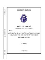 Pháp luật về bồi thường, tái định cư khi nhà nước thu hồi đất ở từ thực tiễn tỉnh hải dương 