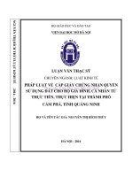 Pháp luật về cấp giấy chứng nhận quyền sử dụng đất cho hộ gia đình, cá nhân từ thực tiễn, thực hiện tại thành phố cẩm phả, tỉnh quảng ninh 