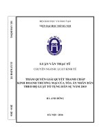 Thẩm quyền giải quyết tranh chấp kinh doanh thương mại của toà án nhân dân theo bộ luật tố tụng dân sự năm 2015 