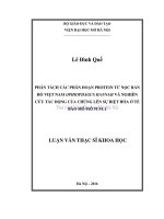 Phân tách các phân đoạn protein từ nọc rắn hổ việt nam ophiophagus hannah và nghiên cứu tác động của chúng lên sự biệt hóa ở tế bào mô mỡ 3t3 l1 