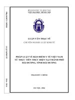 Pháp luật về bảo hiểm y tế việt nam từ thực tiễn thực hiện tại thành phố hải dương, tỉnh hải dương 