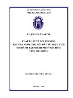 Pháp luật về bồi thường khi nhà nước thu hồi đất từ thực tiễn thi hành tại thành phố thái bình tỉnh thái bình 