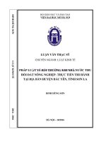 Pháp luật về bồi thường khi nhà nước thu hồi đất nông nghiệp   thực tiễn thi hành tại địa bàn huyện bắc yên, tỉnh sơn la 