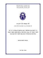Xử lý vi phạm trong quá trình giao kết và thực hiện hợp đồng thương mại, từ thực tiễn giải quyết trên địa bàn tỉnh hải dương 