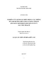 Nghiên cứu đánh giá biến động các thông số ảnh hưởng đến chất lượng tôm sú (Penaeus monodon) bảo quản ở 0 oC sau thu hoạch