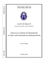Pháp luật về đăng ký kinh doanh từ thực tiễn thi hành tại tỉnh hải dương 