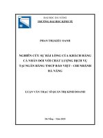 Nghiên cứu sự hài lòng của khách hàng cá nhân đối với chất lượng dịch vụ tại ngân hàng TMCP bảo việt   chi nhánh đà nẵng