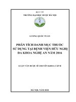 Phân tích danh mục thuốc sử dụng tại bệnh viện hữu nghị đa khoa nghệ an năm 2016 