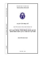 Rút gọn thuộc tính trong bảng quyết định theo tiếp cận lý thuyết tập thô 
