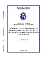 Giải quyết tranh chấp kinh doanh thương mại từ thực tiễn xét xử tại toà án nhân dân thành phố ninh bình, tỉnh ninh bình 