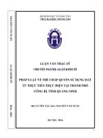 Pháp luật về thế chấp quyền sử dụng đất từ thực tiễn thực hiện tại thành phố uông bí, tỉnh quảng ninh 