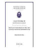 Pháp luật về thu hồi đất từ thực tiễn tại huyện thanh trì, thành phố hà nội 