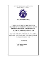 A study on syntactic and semantic features of english weather proverbs and idioms denoting weather with reference to the vietnamese equivalents 