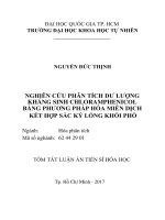 Nghiên cứu phân tích dư lượng kháng sinh chloramphenicol bằng phương pháp hóa miễn dịch kết hợp sắc ký lỏng khối phổ tt 