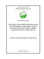 Ứng dụng công nghệ GIS trong đánh giá thích hợp đất đai phục vụ quy hoạch sử dụng đất nông nghiệp tại huyện Bắc Hà, tỉnh Lào Cai (Luận văn thạc sĩ)