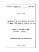 Pháp luật về giải thể doanh nghiệp và thực tiễn áp dụng tại tỉnh sơn la  