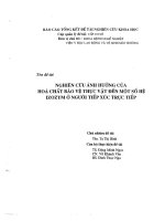 NGHIÊN cứu ẢNH HƯỞNG của HOÁ CHẤT bảo vệ THỰC vật đến một số hệ IZOZYM ở NGƯỜI TIẾP xúc TRỰC TIẾP 