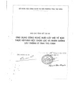 BÁO cáo ỨNG DỤNG CÔNG NGHỆ NUÔI cấy mô tế bào THỰC vật vào VIỆC CHỌN lọc và NHÂN GIỐNG cây TRỒNG ở TỈNH TRÀ VINH 