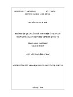 Pháp luật quản lý thuế thu nhập ở việt nam trong điều kiện hội nhập kinh tế quốc tế  