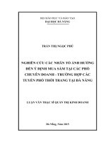 NGHIÊN cứu các NHÂN tố ẢNH HƯỞNG đến ý ĐỊNH MUA sắm tại các PHỐ CHUYÊN DOANH   TRƯỜNG hợp các TUYẾN PHỐ THỜI TRANG tại đà NẴNG