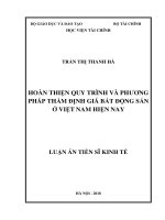 Hoàn thiện quy trình và phương pháp thẩm định giá bất động sản ở Việt Nam hiện nay