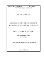 Thực trạng thực hiện pháp luật về quy hoạch sử dụng đất tại tỉnh sơn la  