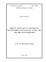 Nhiệm vụ, quyền hạn của viện kiểm sát nhân dân trong tố tụng dân sự và thực tiễn thực hiện tại tỉnh điện biên  